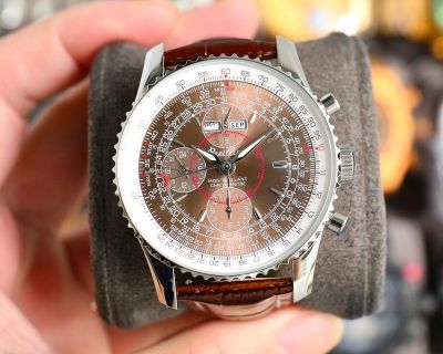 Breitling 43*14.1MM Etc.7751 Movement Steel Italian Cowhide Leather Watch Strap Brown Watch